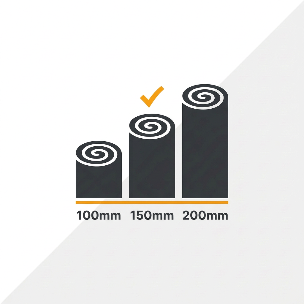 Insulation thickness options - choose between 100mm, 150mm and 200mm loft insulation rolls