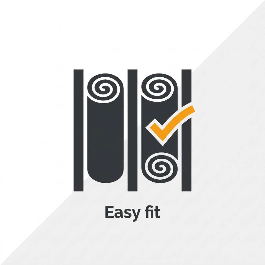 Easy installation icon - loft insulation rolls with checkmark showing simple DIY installation