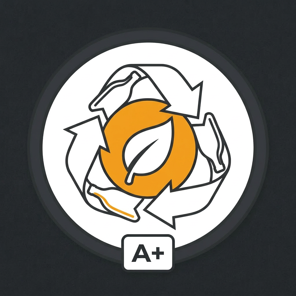 Environmentally responsible loft insulation - eco-friendly recycling symbol with leaf